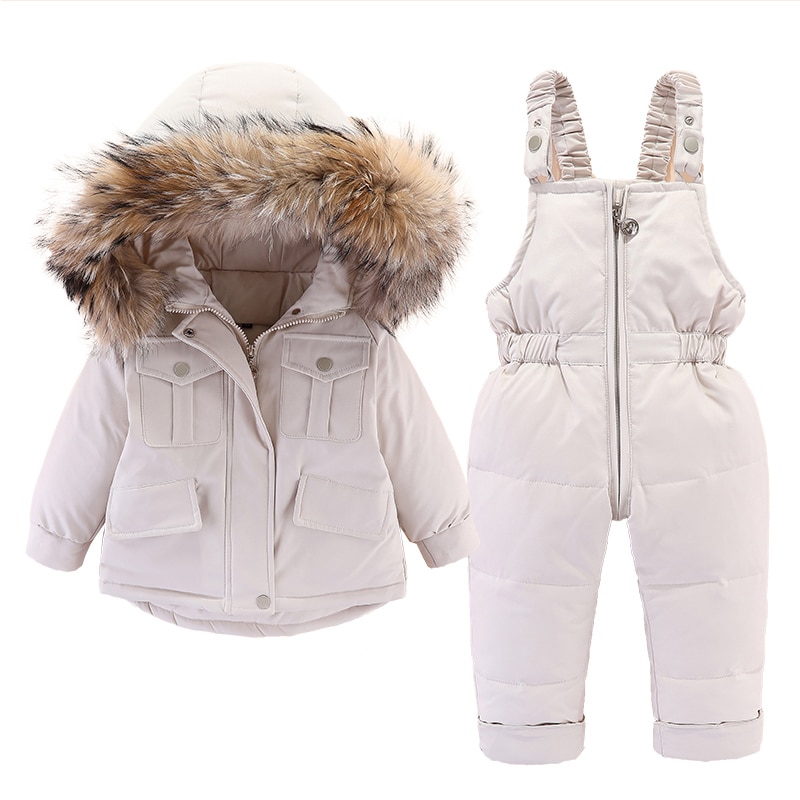 2pcs-Set-Baby-Girl-winter-down-jacket-and-jumpsuit-for-children-Thicken-Warm-fur-collar-jacket