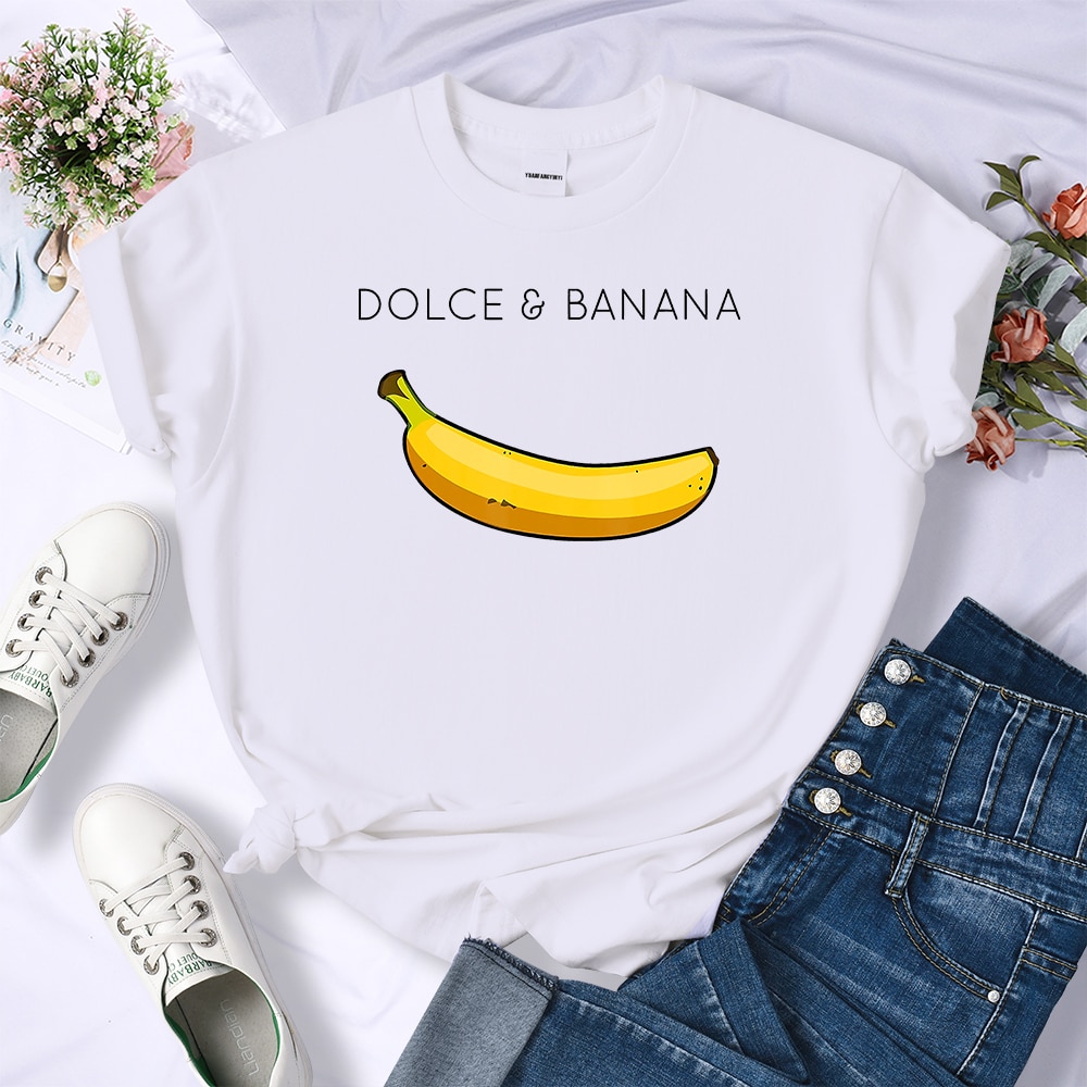Dolce-Banana-Anime-Printed-T-Shirts-Womens-Creativity-Breathable-Tshirts-Fashion-O-Neck-Shirts-Cartoons-Brand