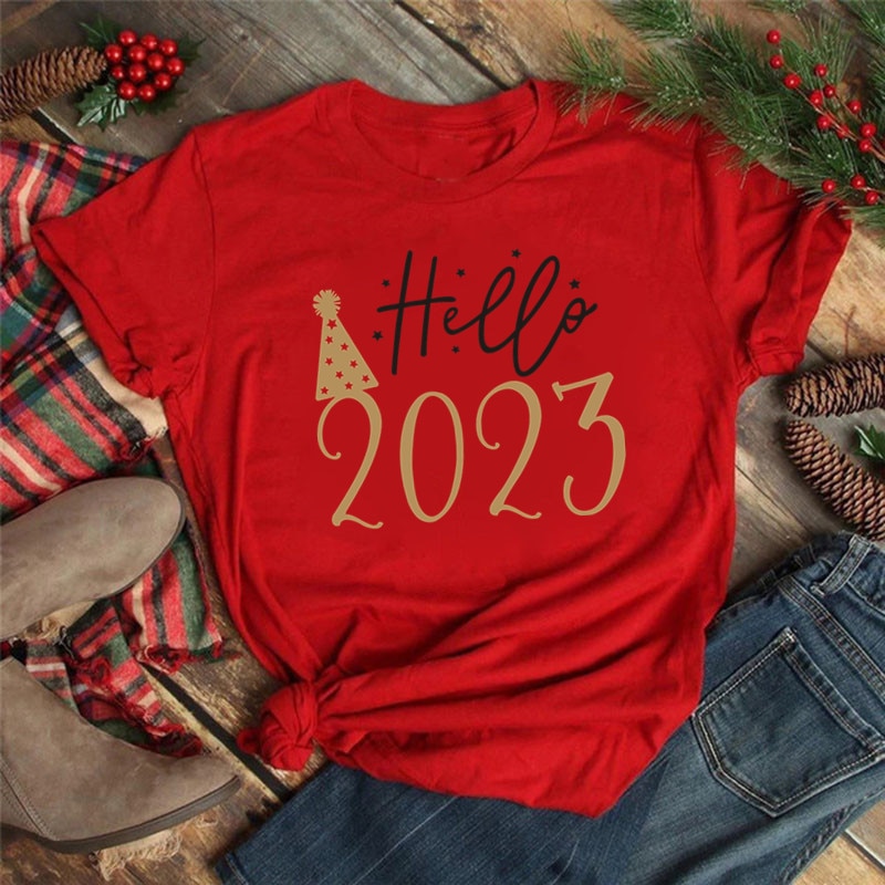 Hello-2023-Female-Christmas-T-shirts-Red-Short-Sleeve-Y2k-Clothes-Fashion-the-New-Year-Tops